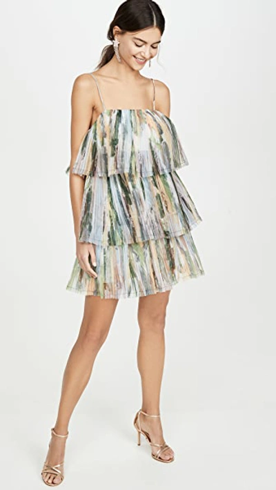 Shop Aje Paperbark Sunray Mini Dress In Bark Multi Print