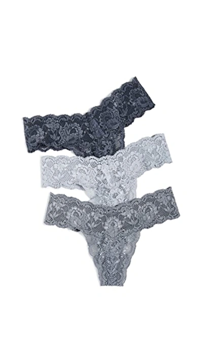 Shop Cosabella Never Say Never 3 Thong Pack In Dove Grey/platinum/anthracite