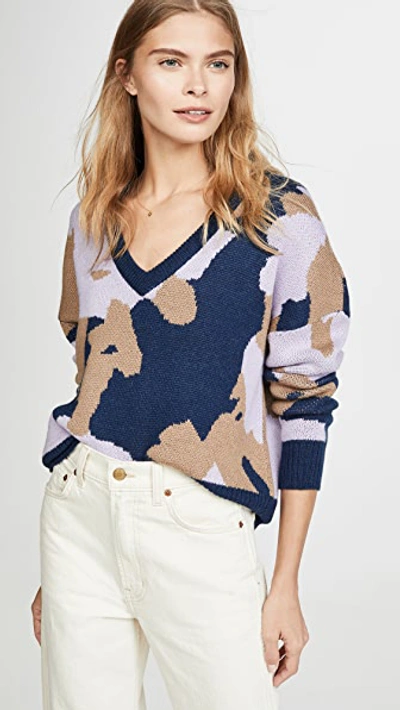 Shop Nation Ltd Bijou Jacquard Boxy Deep V Sweater In Multi
