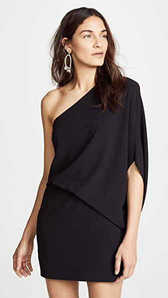 one sleeve black mini dress