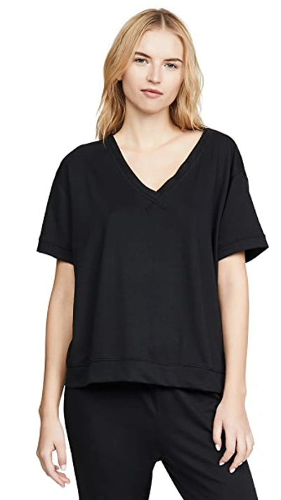 Shop Yummie Baby French Terry V Neck Tee In Black