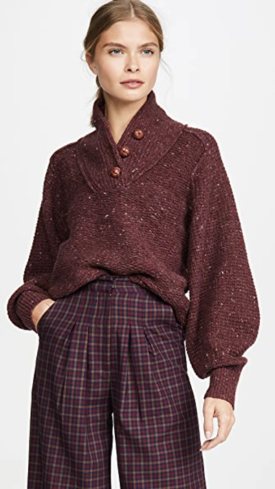 Shop Rag & Bone Klark Button Up Sweater In Burgundy