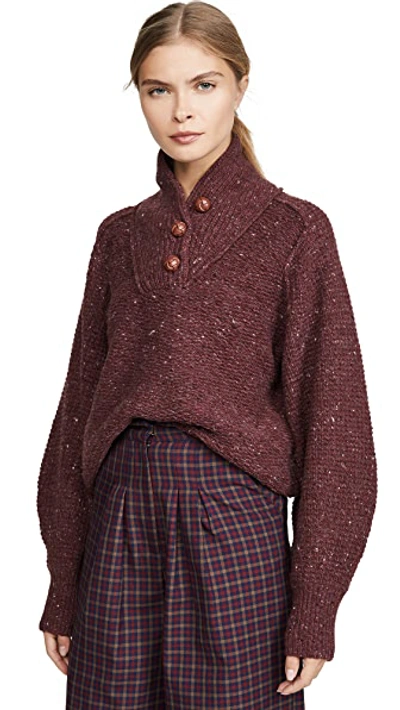 Shop Rag & Bone Klark Button Up Sweater In Burgundy