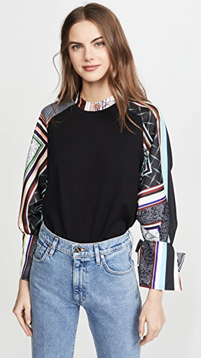 Shop Adeam Bow Cuff Sweater In Black/print