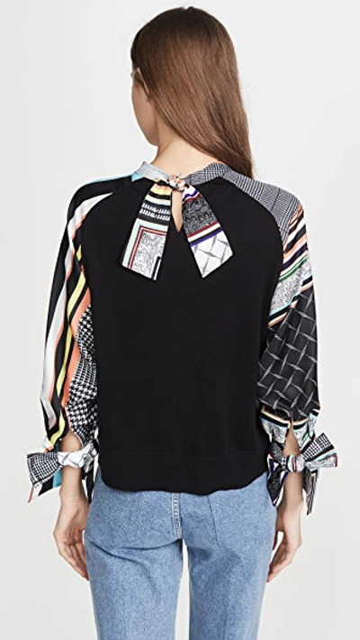 Shop Adeam Bow Cuff Sweater In Black/print