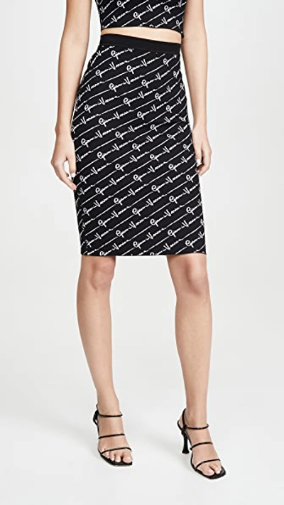 Shop Versace Knit Skirt In Black-white