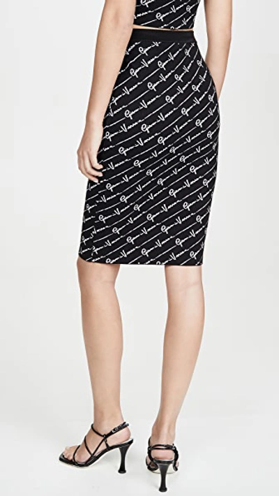 Shop Versace Knit Skirt In Black-white