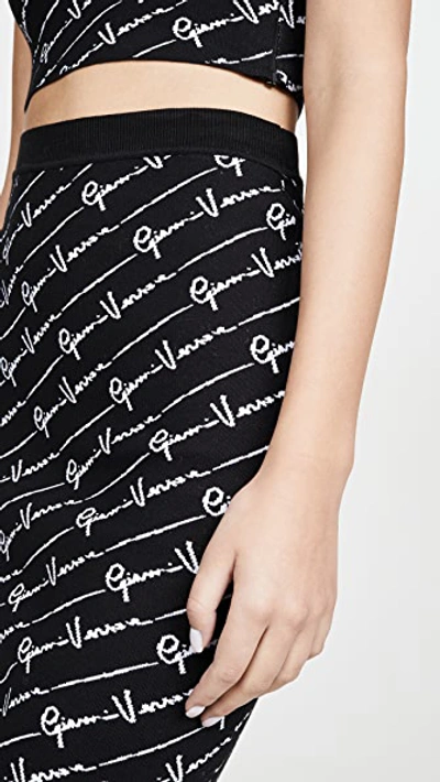 Shop Versace Knit Skirt In Black-white