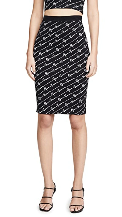 Shop Versace Knit Skirt In Black-white