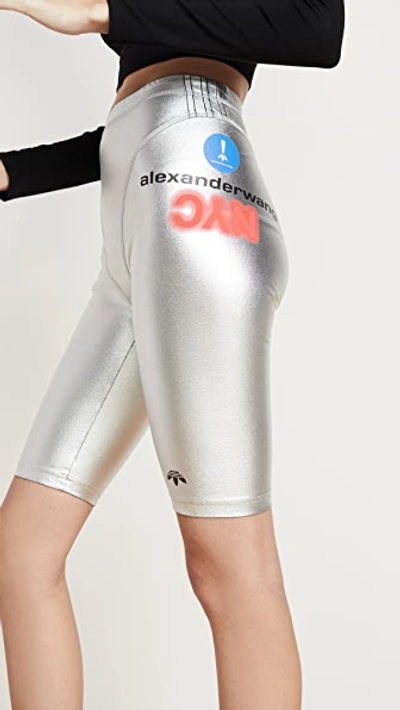 Shop Adidas Originals By Alexander Wang Silver Shorts In Silver Metallic