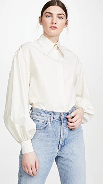 Shop Deveaux Bettina Shirt In Ecru