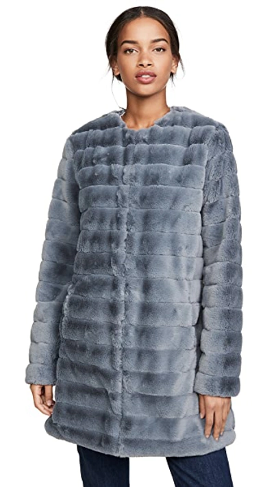 Shop Bb Dakota Anything For You Faux Fur Jacket In Iris Blue