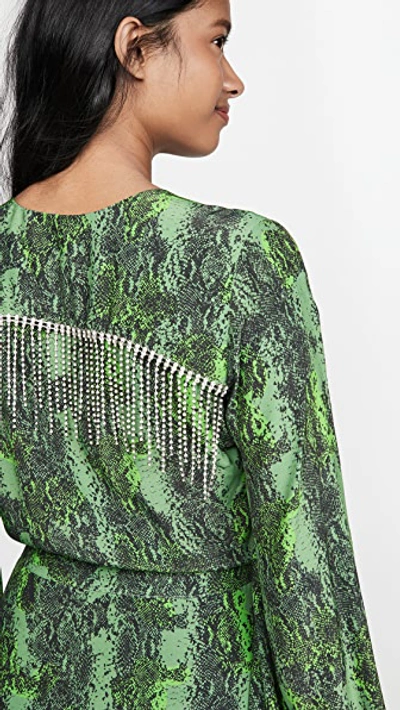 Shop Rotate Birger Christensen Kira Dress In Stone Green Combo