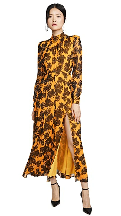 Shop Saloni Jacqui Dress In Saffron Rosa