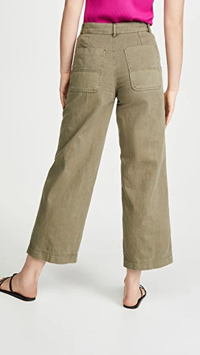 Shop Free People Sunday Skies Straight Leg Trousers In Moss