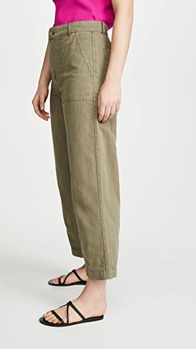 Shop Free People Sunday Skies Straight Leg Trousers In Moss