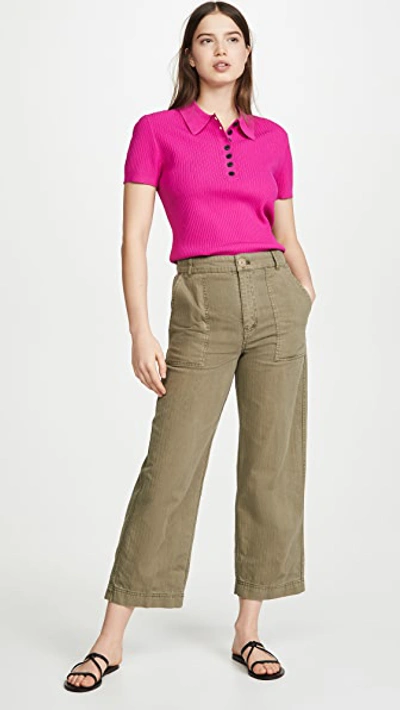 Shop Free People Sunday Skies Straight Leg Trousers In Moss