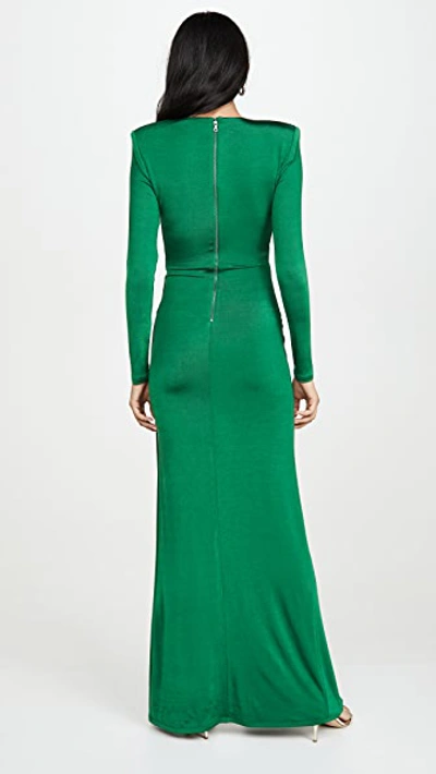 Shop Alice And Olivia Kyra Deep V Drapey Maxi Dress In Basil