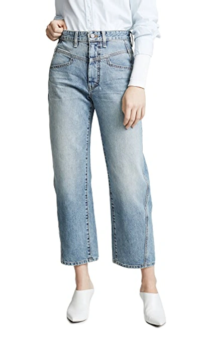 Shop Colovos Vintage Front Yoke Jeans In Vintage Blue