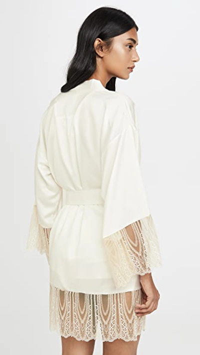 Shop Flora Nikrooz Aurora Charmeuse Lace Robe In Ivory