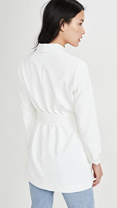 Shop Alice And Olivia Wheaton Shawl Collar Wrap Blazer In Off White