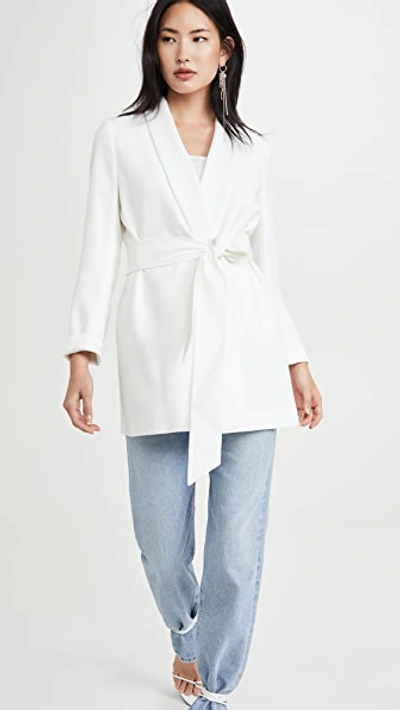 Shop Alice And Olivia Wheaton Shawl Collar Wrap Blazer In Off White