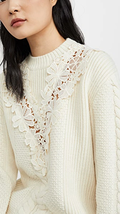 Shop See By Chloé Lace Detail Pullover In Shell Yellow