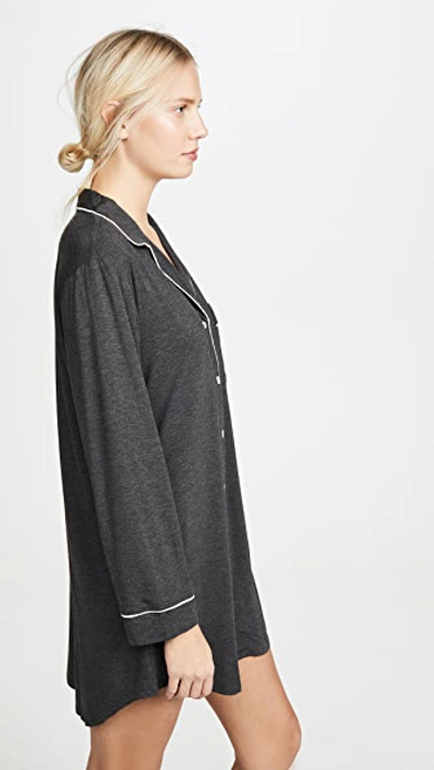 Shop Eberjey Gisele Sleep Shirt In Charcoal Heather/sorbet Pink