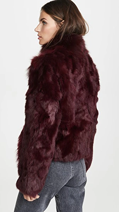 Shop Adrienne Landau Mongolian Lamb Jacket In Cranberry