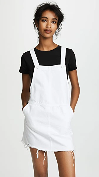 Shop Blank Denim Overall Mini Dress In Lightbox White