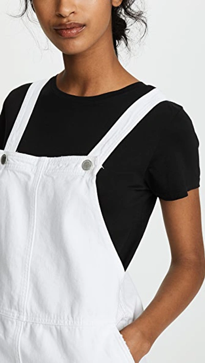 Shop Blank Denim Overall Mini Dress In Lightbox White