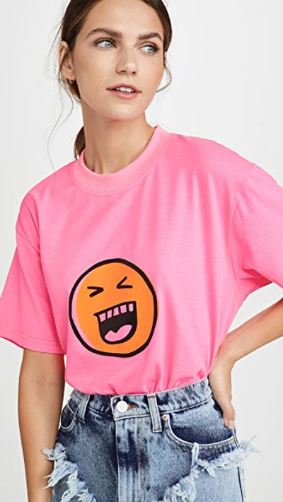 Shop Natasha Zinko Printed T-shirt In Pink Neon