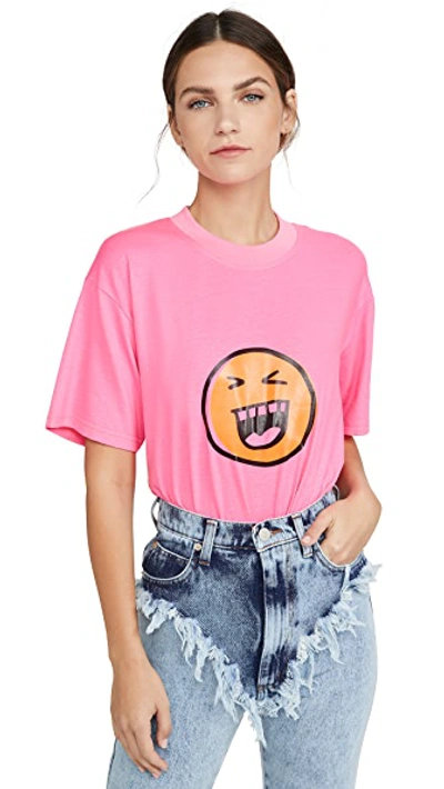 Shop Natasha Zinko Printed T-shirt In Pink Neon