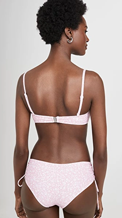 Shop Jonathan Simkhai Alina Floral Smocked Bikini Top In Blush