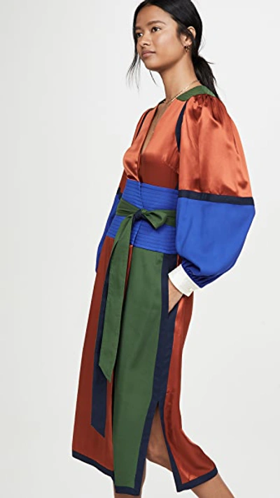 Shop Tory Burch Colorblock Silk Wrap Dress In Kola