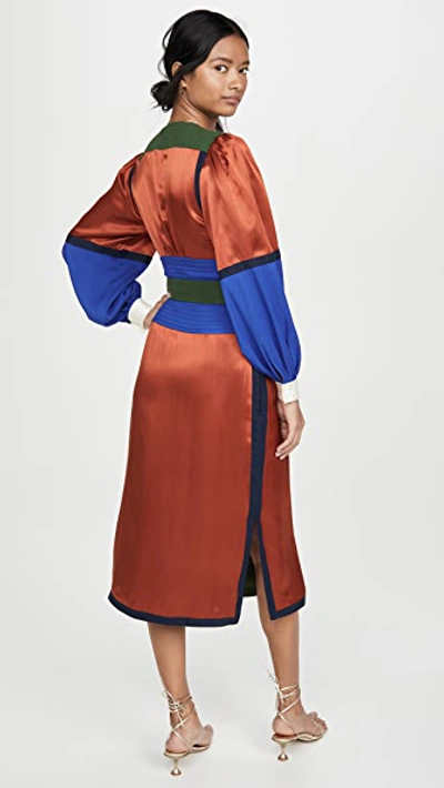 Shop Tory Burch Colorblock Silk Wrap Dress In Kola