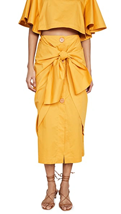 Shop Johanna Ortiz Fresh Lemon Skirt In Summer Mustard