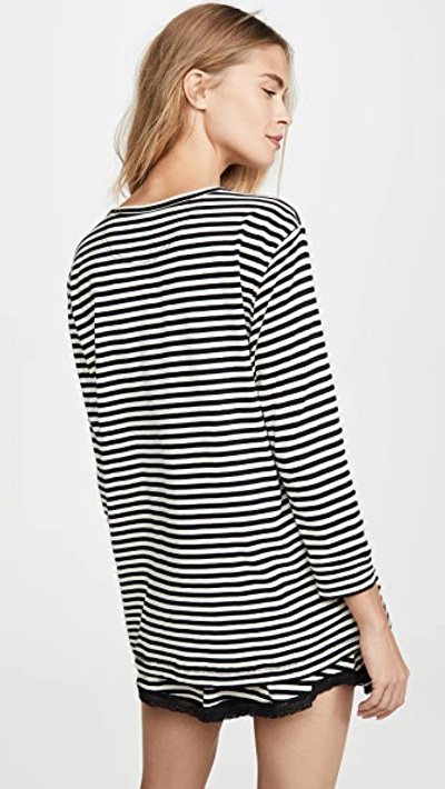 Shop The Great Sleep Henley In Black/washed White Stripe