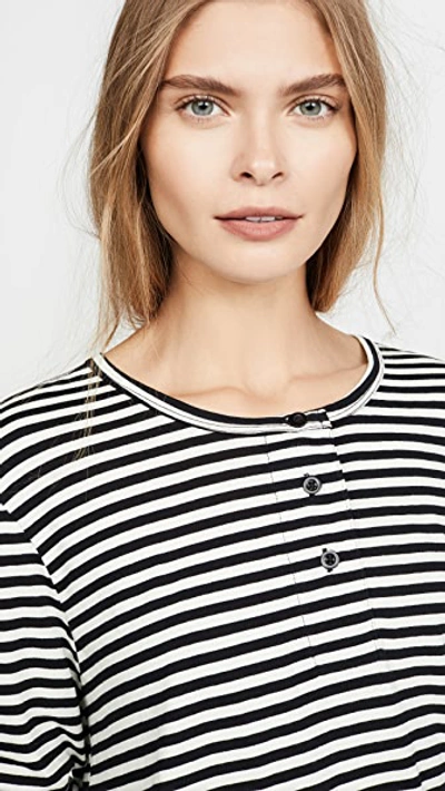 Shop The Great Sleep Henley In Black/washed White Stripe
