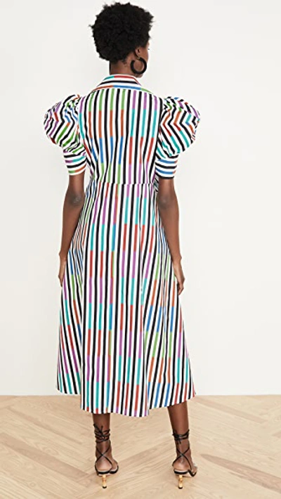 Shop Silvia Tcherassi Roopal Stripe Puff Sleeve Dress In Sangria Stripes