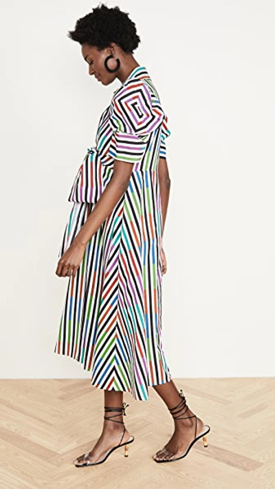 Shop Silvia Tcherassi Roopal Stripe Puff Sleeve Dress In Sangria Stripes