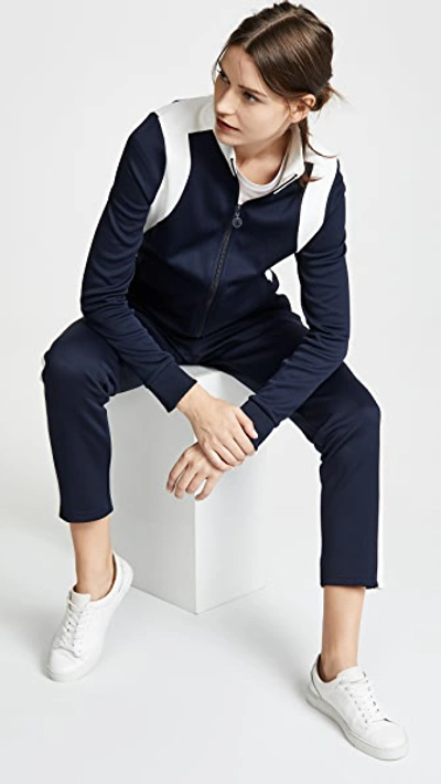 Shop Tory Sport Colorblock Track Jacket In Tory Navy / Snow White