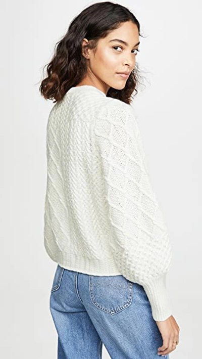 Shop Frame Patchwork Cable Crew Sweater In Off White