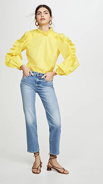 Shop Sea Tabitha Pleated Blouse In Citron