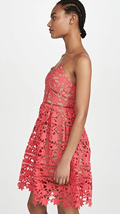 Shop Self-portrait Mini Azaelea Dress In Hot Pink