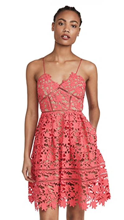 Shop Self-portrait Mini Azaelea Dress In Hot Pink