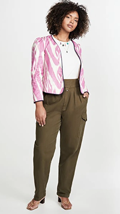 Shop Alix Of Bohemia Sly Fox Silk Moiré Ikat Jacket In Hot Pink/white/yellow