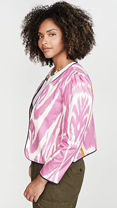 Shop Alix Of Bohemia Sly Fox Silk Moiré Ikat Jacket In Hot Pink/white/yellow