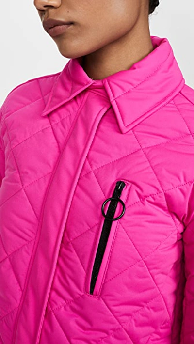 Shop Avec Les Filles Diamond Quilted Jacket In Neon Hot Pink