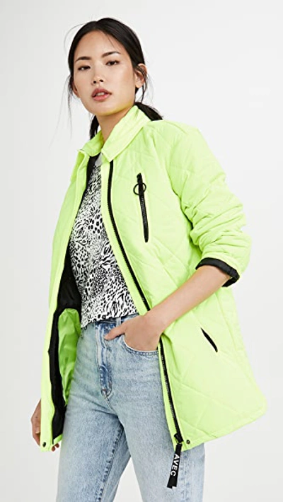 Shop Avec Les Filles Diamond Quilted Jacket In Chartreuse